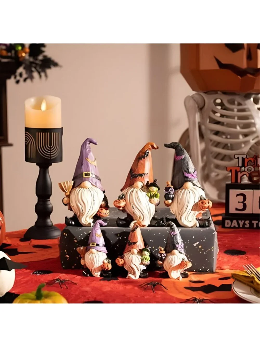 Gnomes Halloween Decorations Indoor, 3 Pcs Resin Gnome Decor for